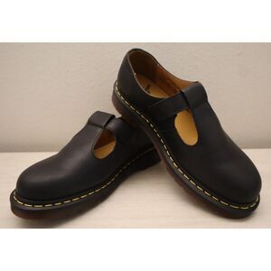 Dr Martens Women’s Sz 10 Black Smooth Leather Polley Mary Jane T-Bar Shoes